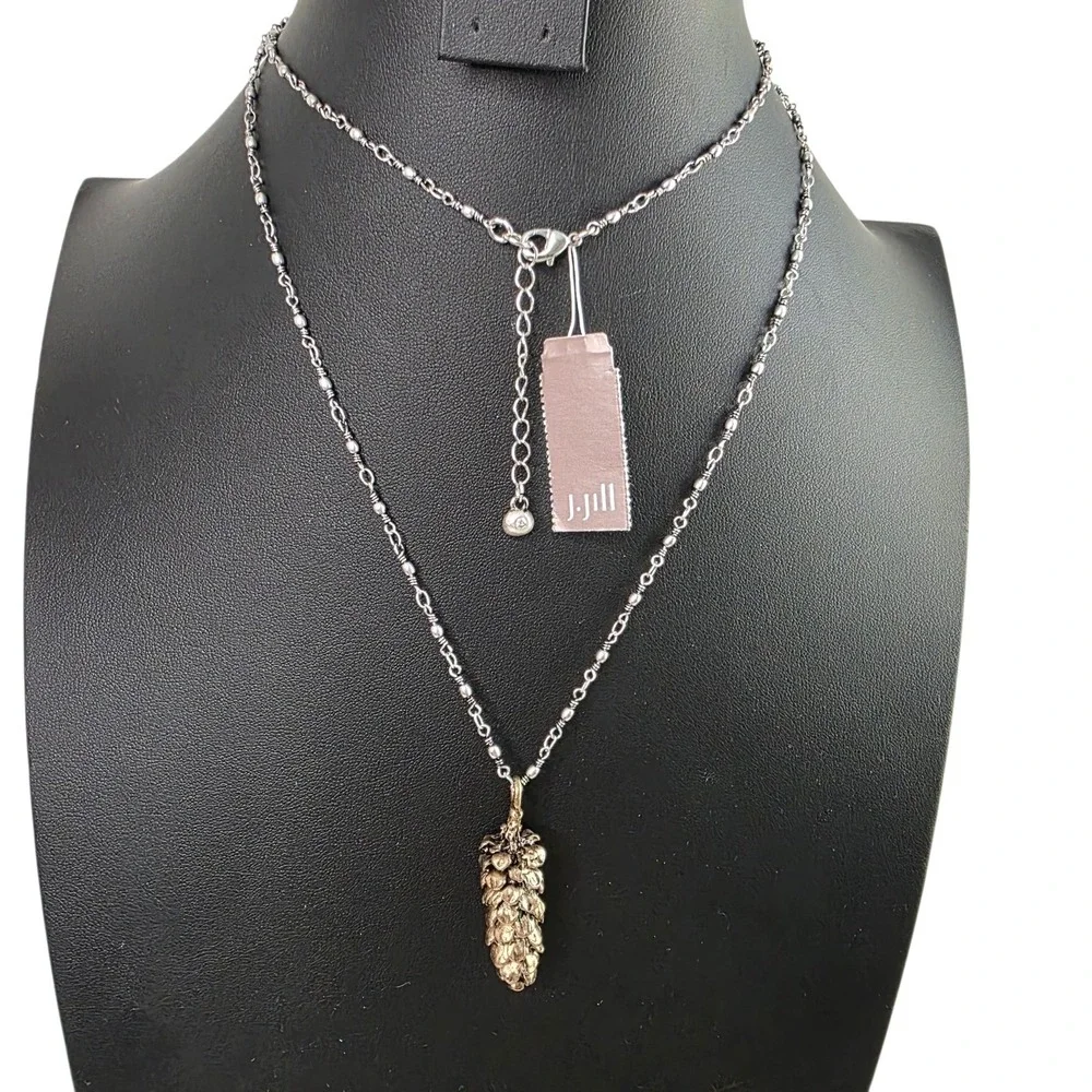 J‎ Jill Pinecone Pendant Necklace Mixed Metal Nature Fall Gorpcore Boho